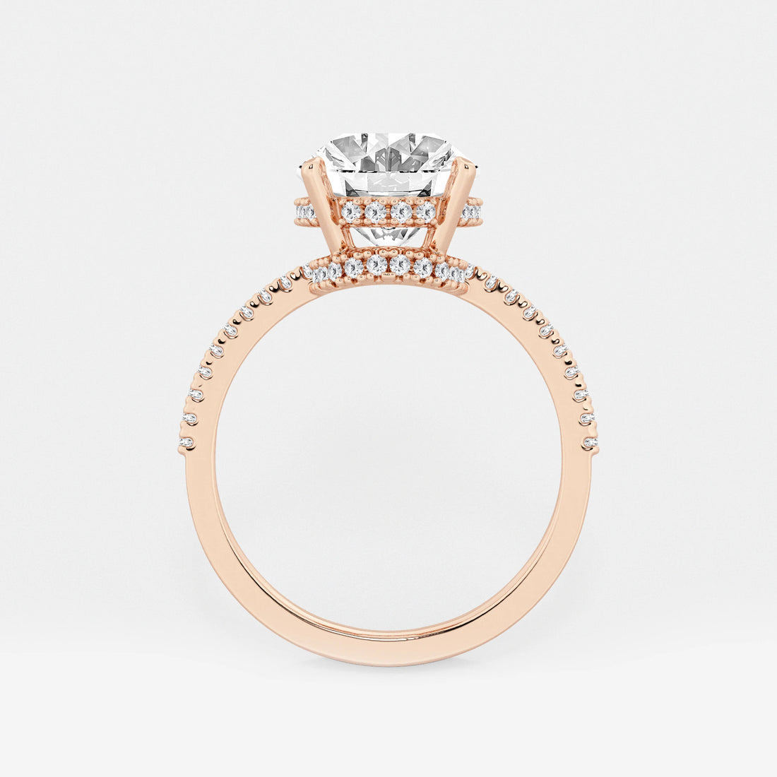 Pear Cut Lab Grown Diamond Engagement Ring  Hidden Halo Pave Diamond Band