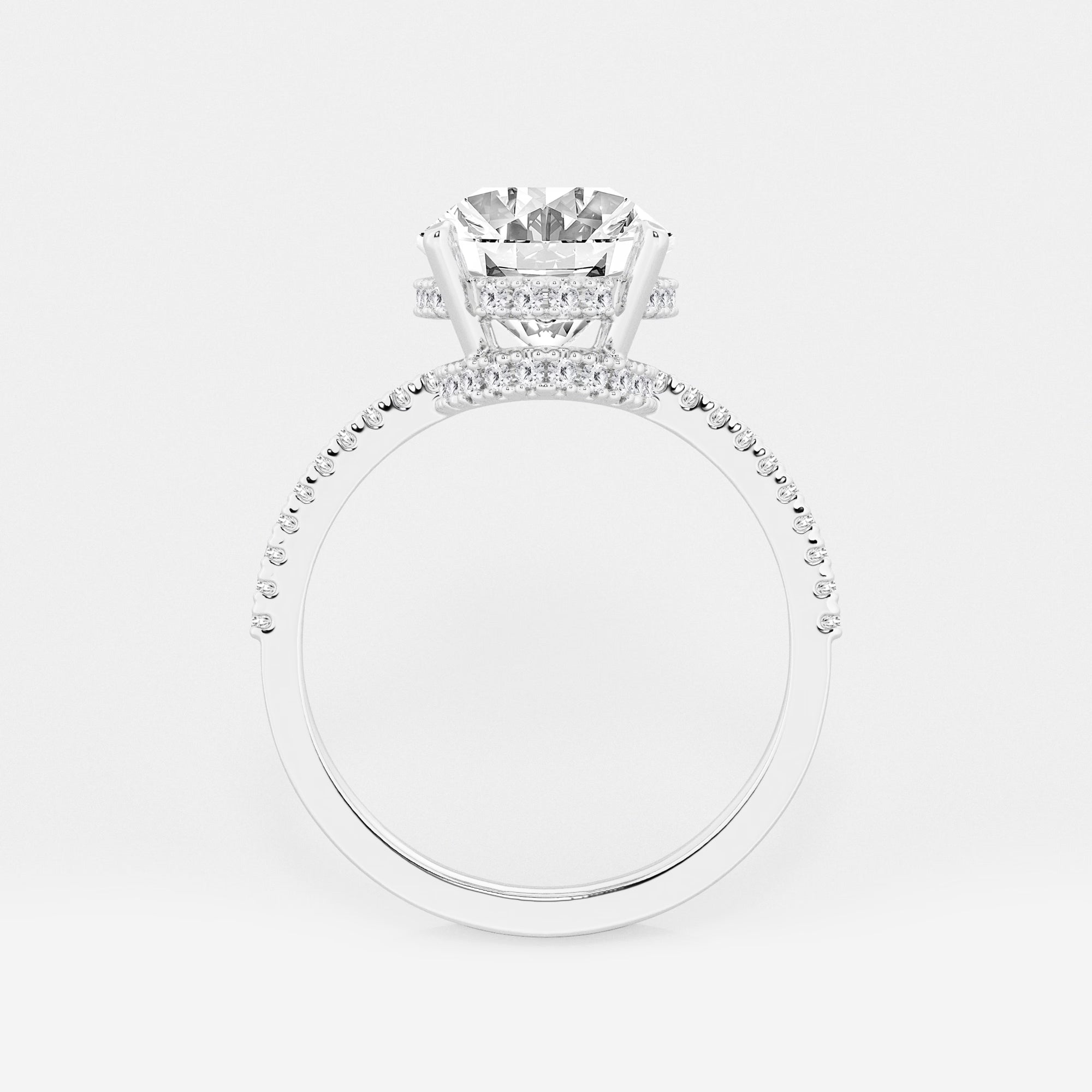 Pear Cut Lab Grown Diamond Engagement Ring  Hidden Halo Pave Diamond Band