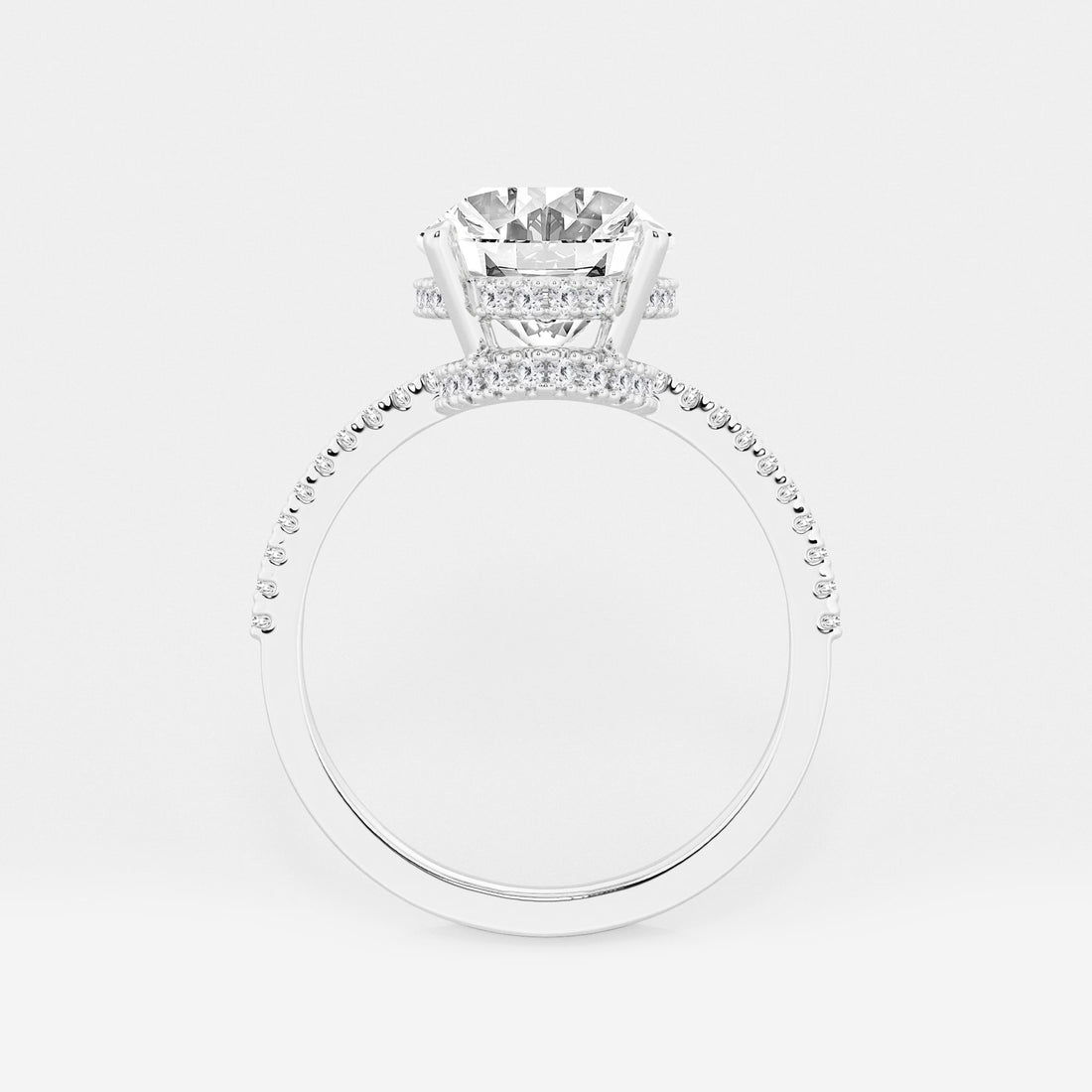 Pear Cut Lab Grown Diamond Engagement Ring  Hidden Halo Pave Diamond Band