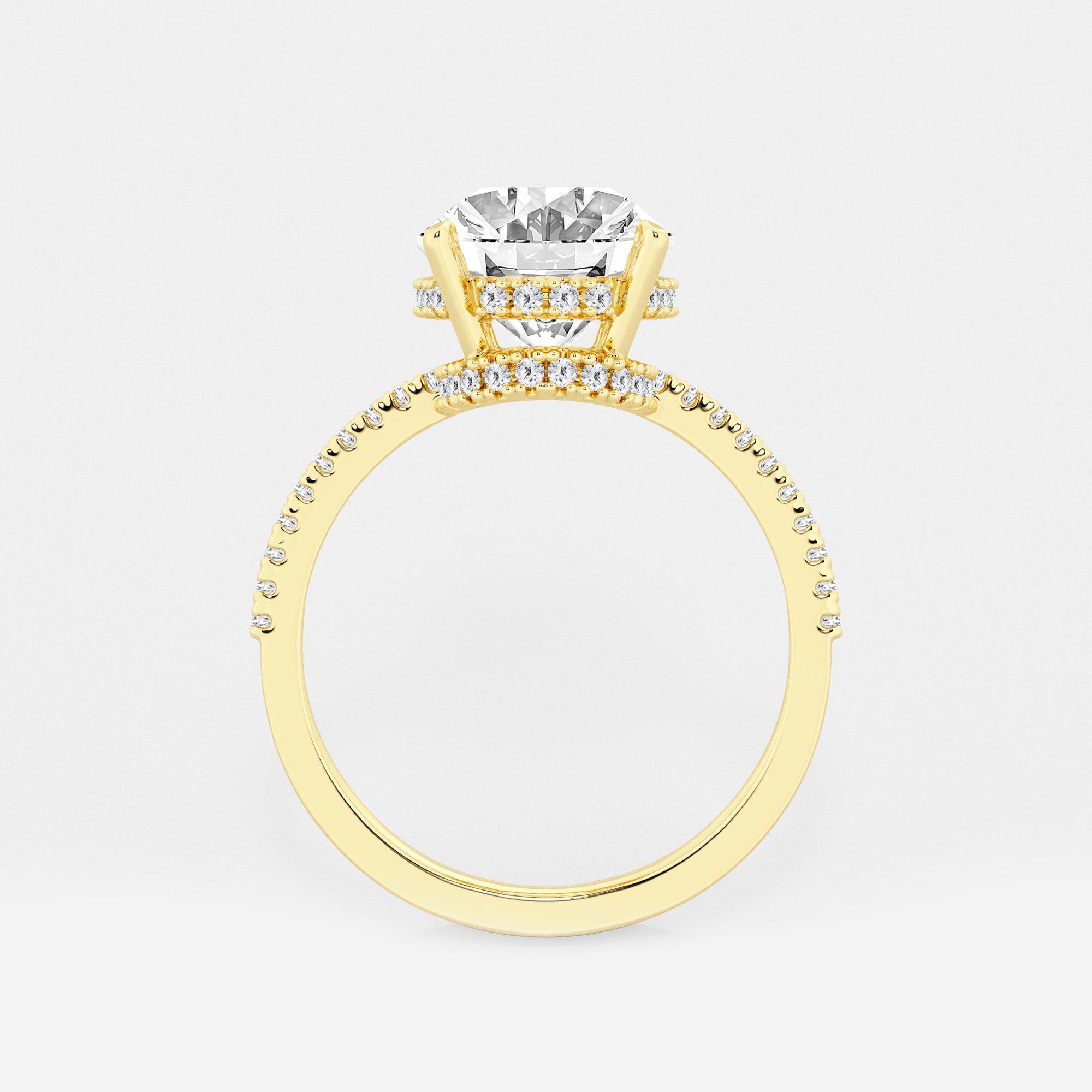 Pear Cut Lab Grown Diamond Engagement Ring  Hidden Halo Pave Diamond Band