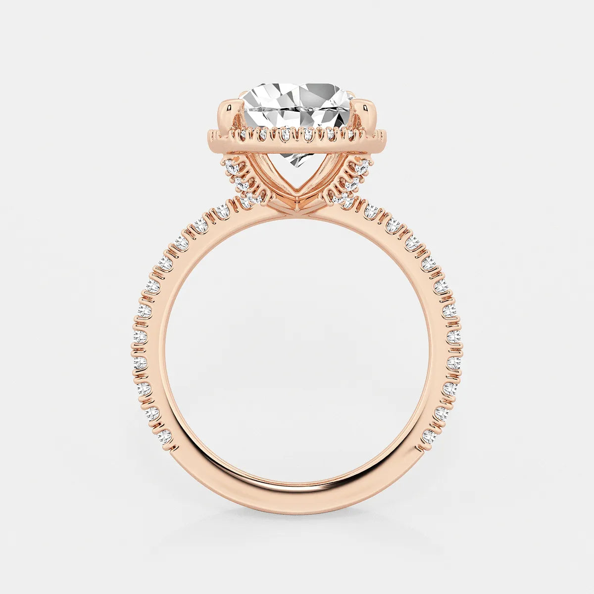 Pear Cut Lab Grown Diamond Engagement Ring, Large Pear Shape Diamond Halo Ring