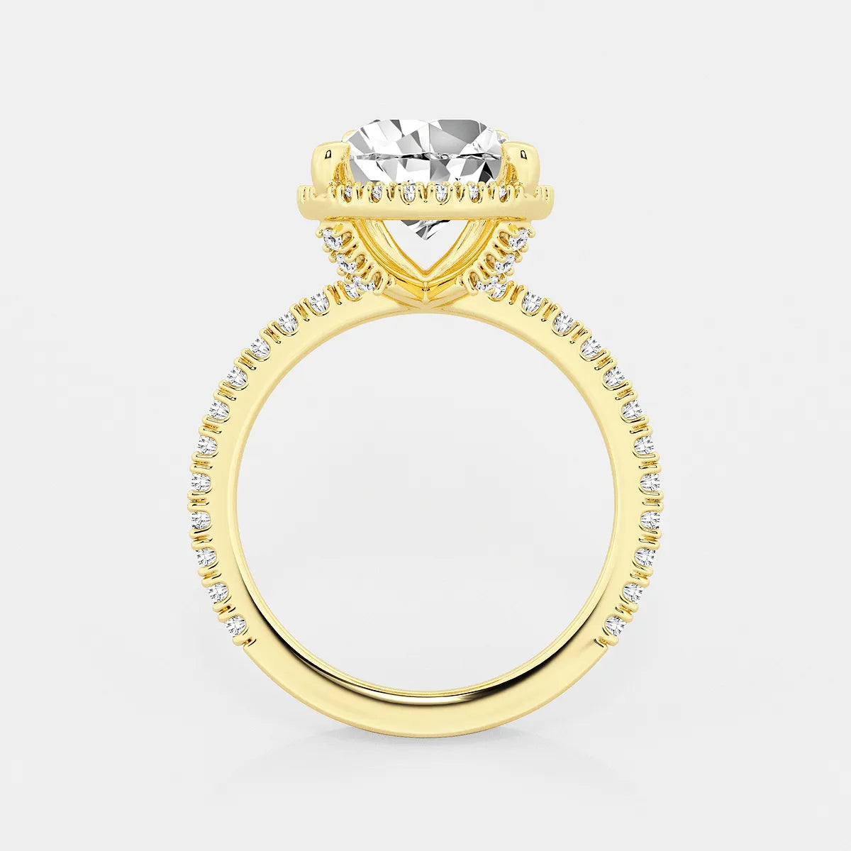 Pear Cut Lab Grown Diamond Engagement Ring, Large Pear Shape Diamond Halo Ring