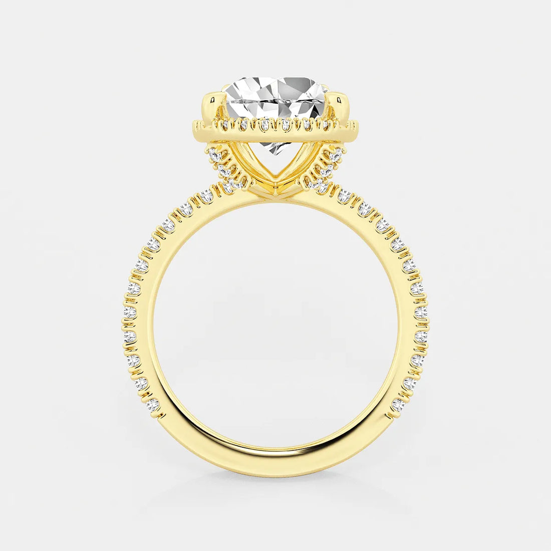 Pear Cut Lab Grown Diamond Engagement Ring, Large Pear Shape Diamond Halo Ring