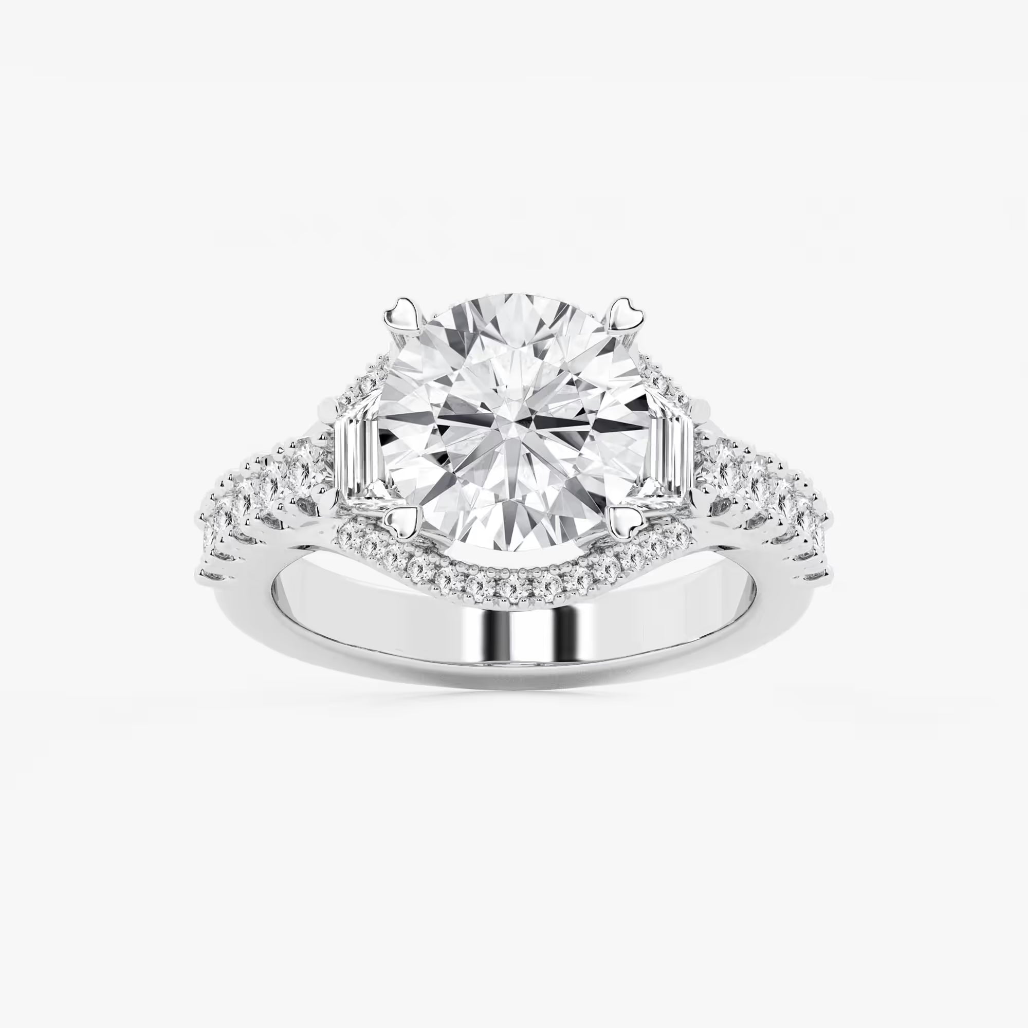 Round Cut Lab Grown Diamond Three-Stone Engagement Ring
