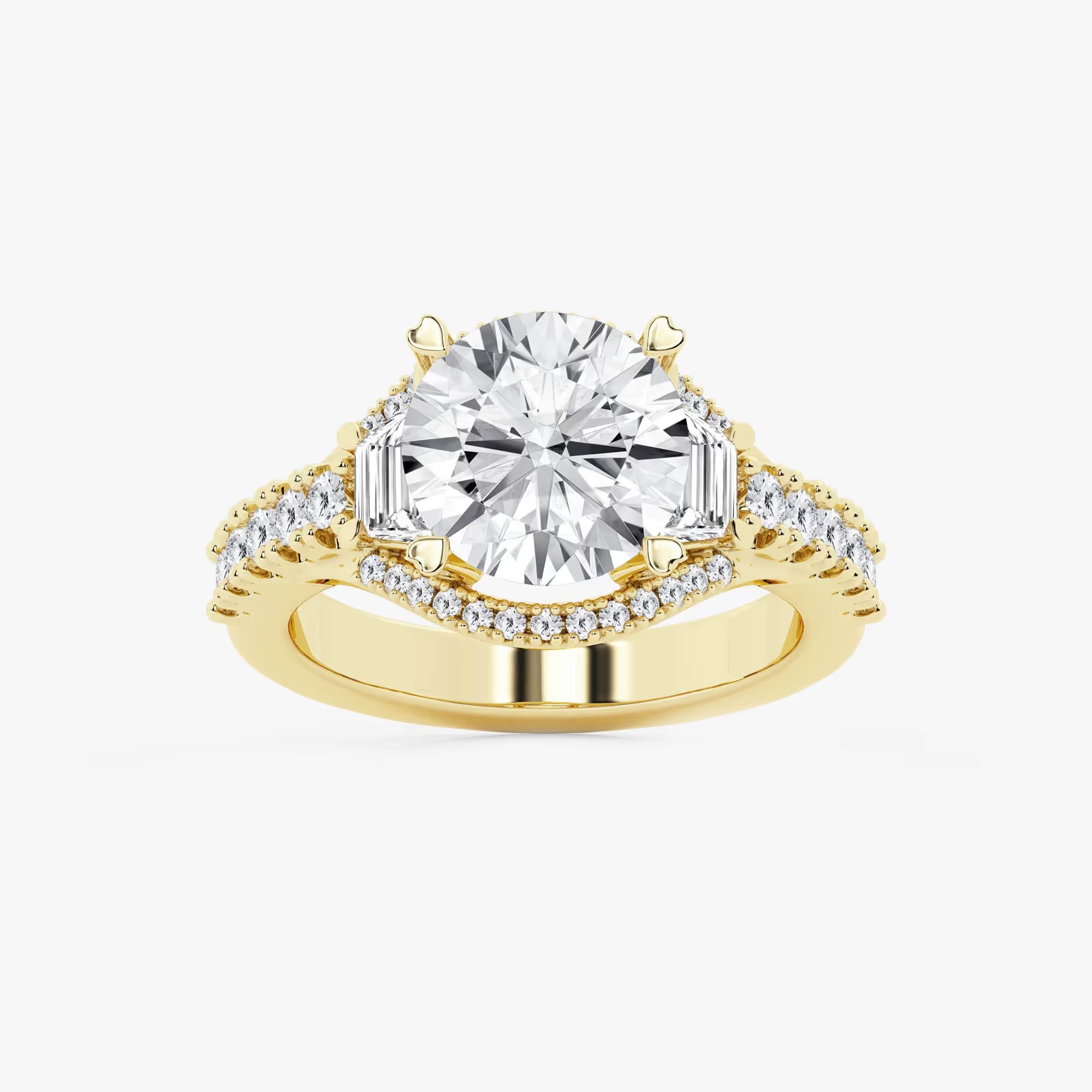 Round Cut Lab Grown Diamond Three-Stone Engagement Ring