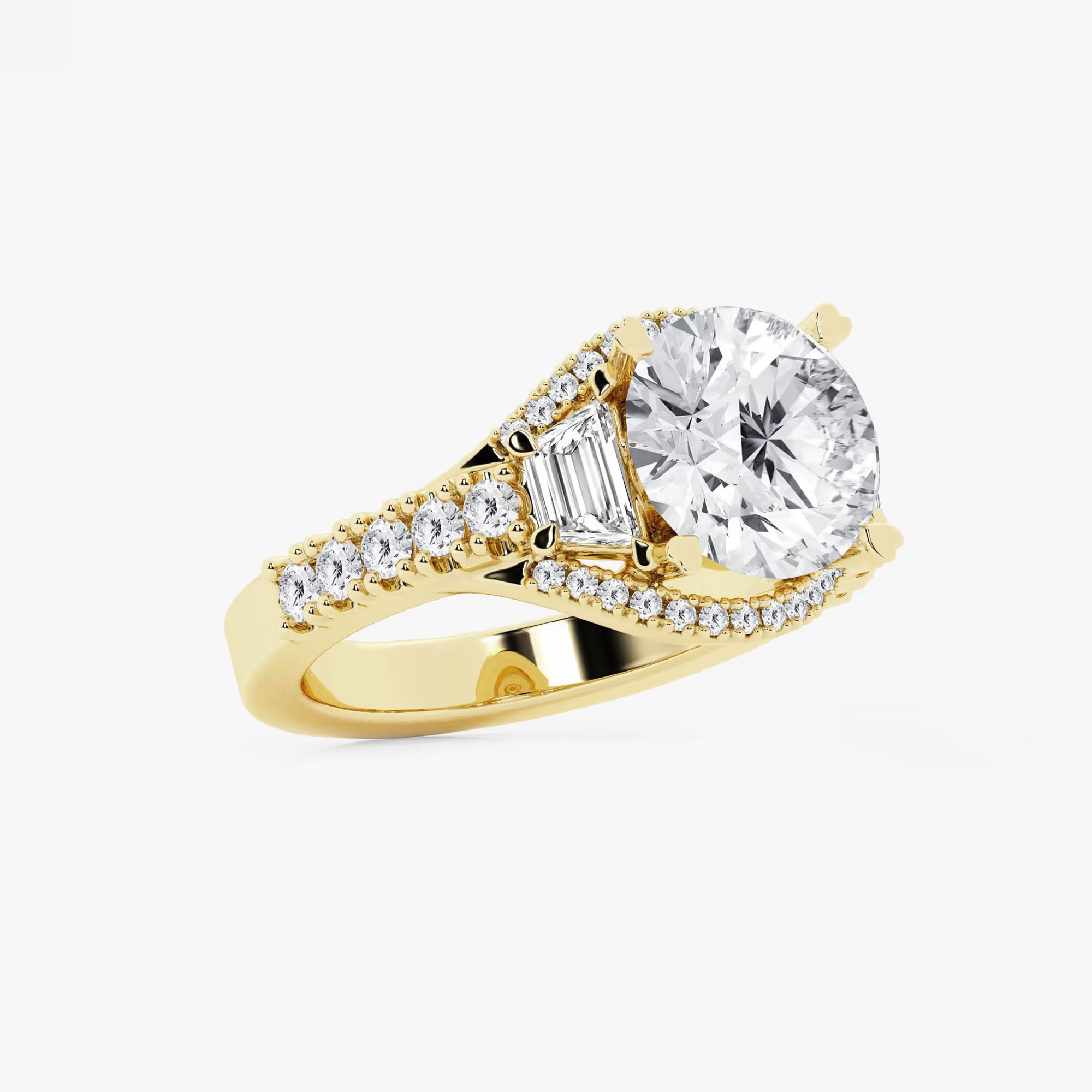 Round Cut Lab Grown Diamond Three-Stone Engagement Ring