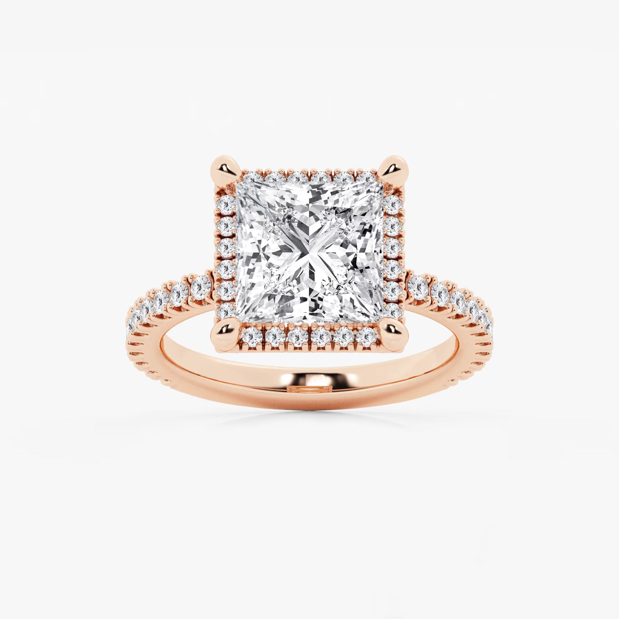 Princess Cut Lab Diamond Halo Engagement Ring