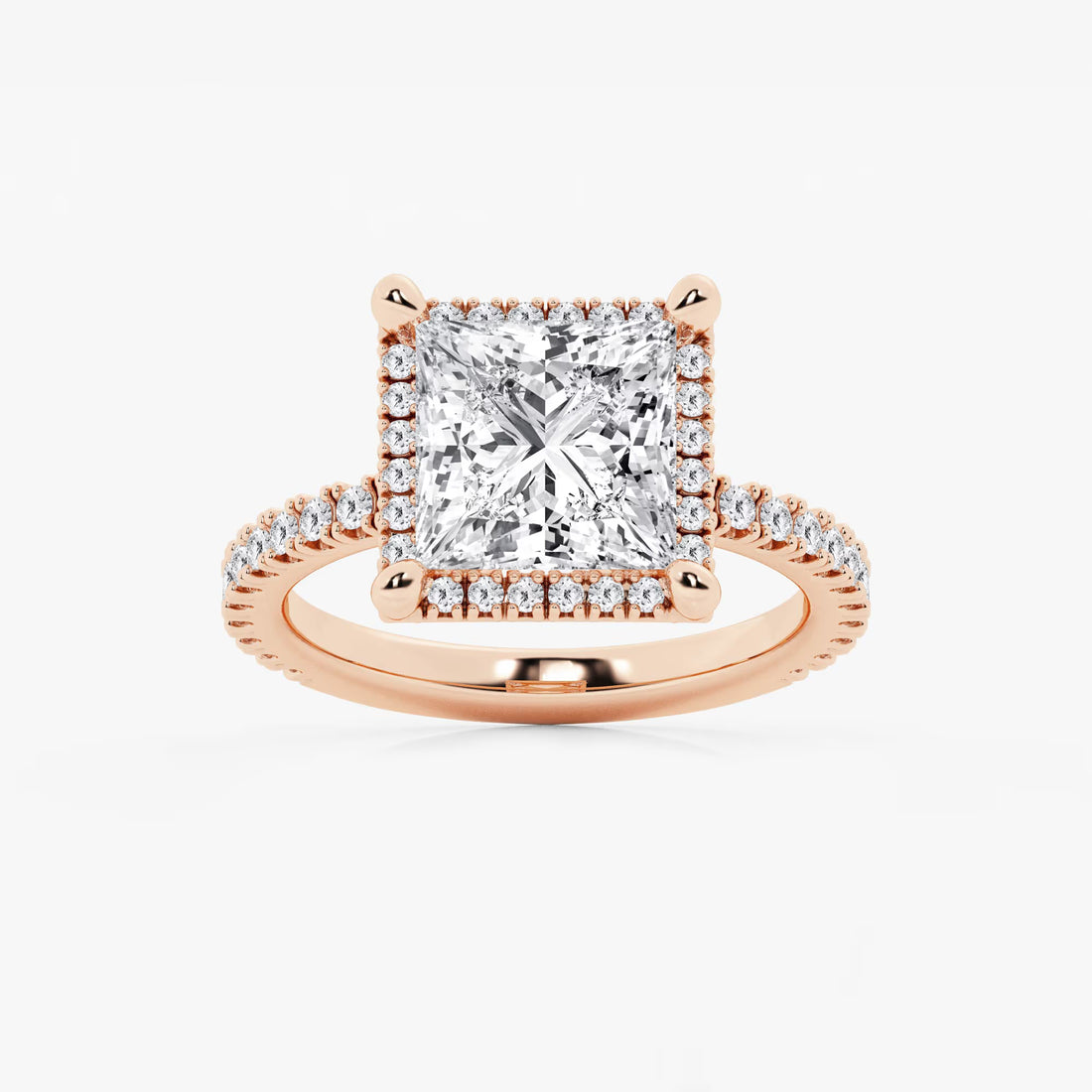 Princess Cut Lab Diamond Halo Engagement Ring