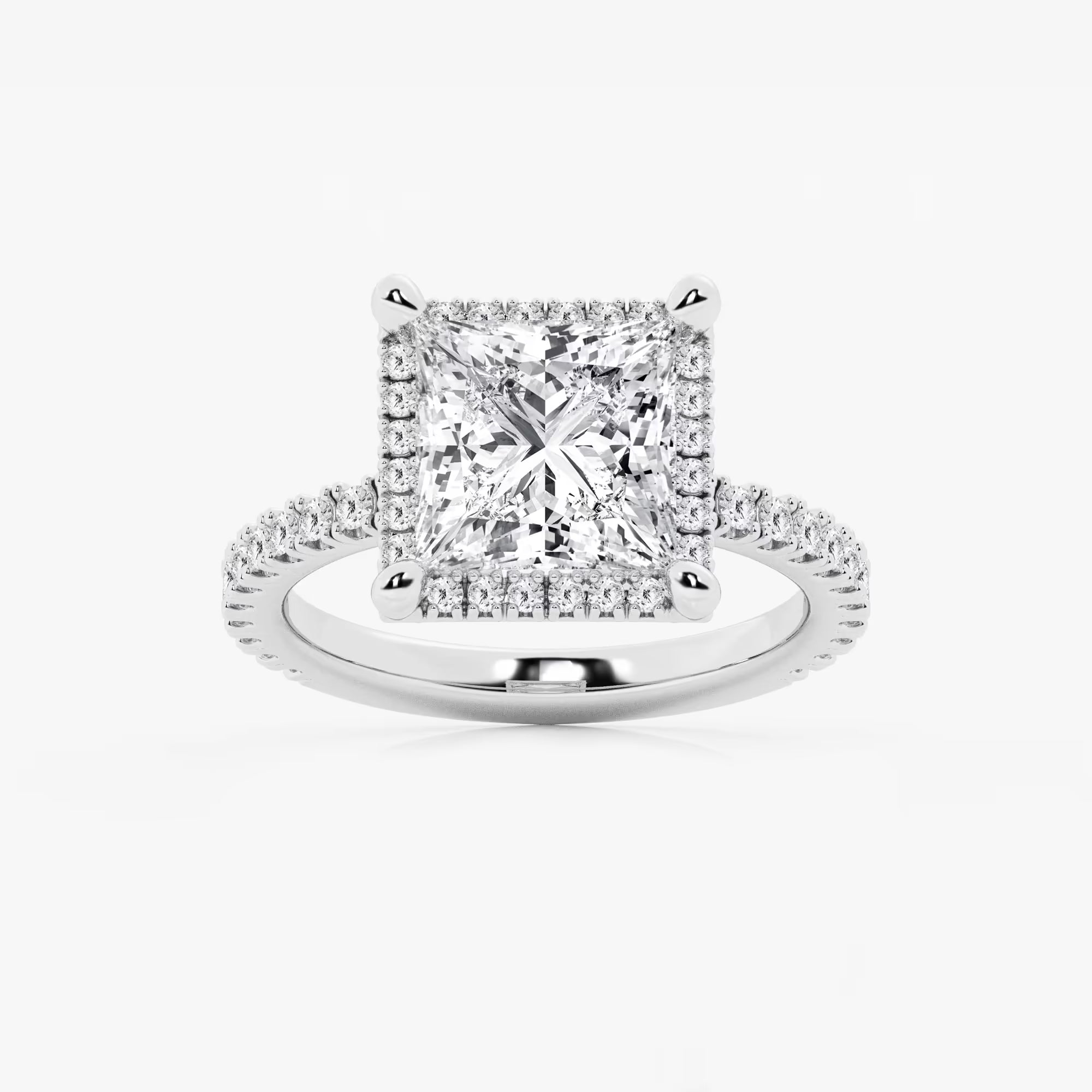 Princess Cut Lab Diamond Halo Engagement Ring