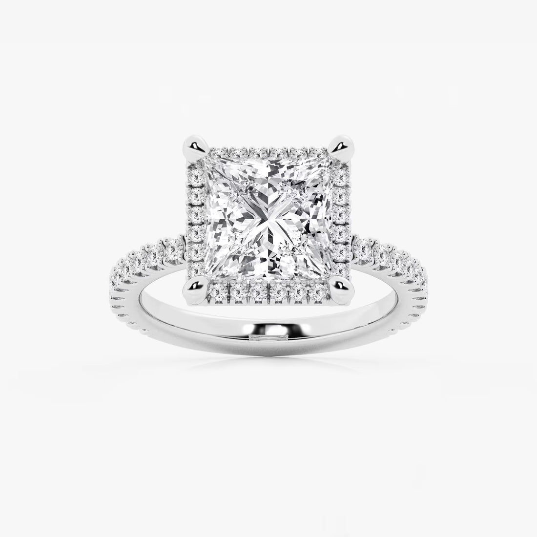 Princess Cut Lab Diamond Halo Engagement Ring