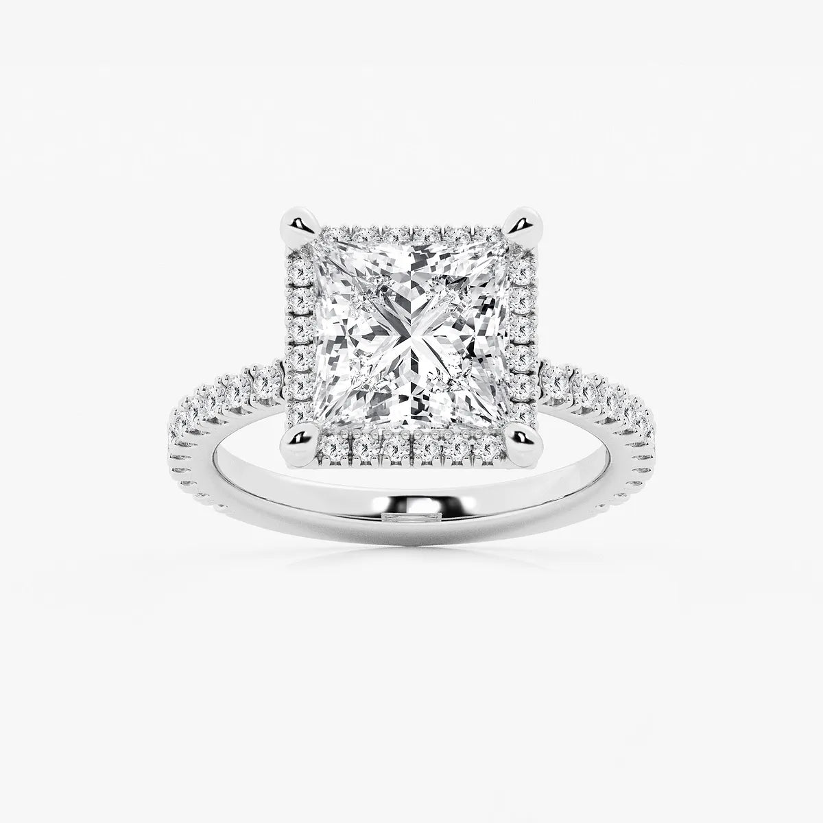 Princess Cut Lab Diamond Halo Engagement Ring