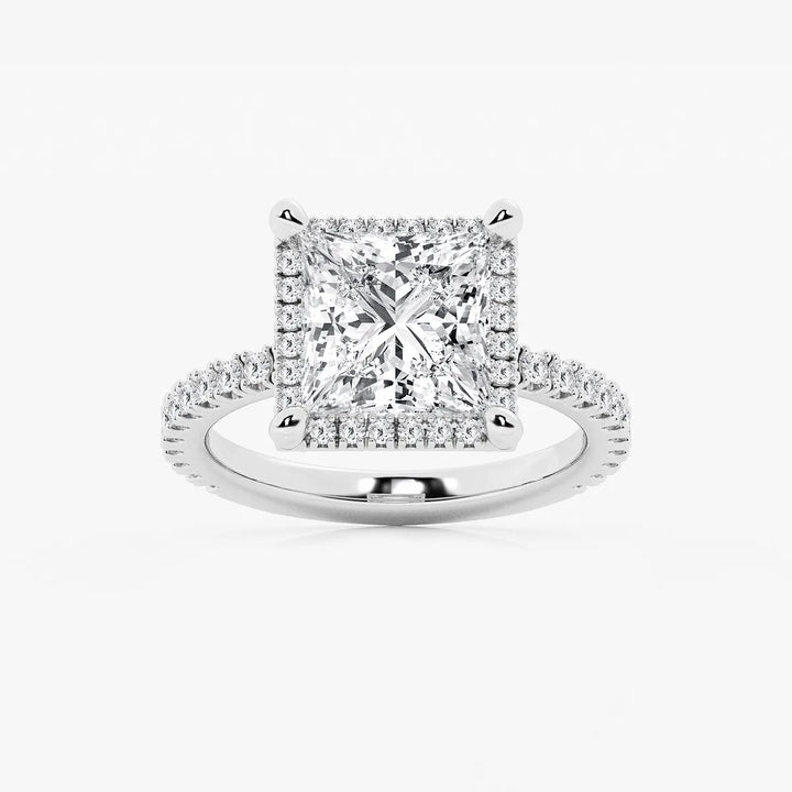 Princess Cut Lab Diamond Halo Engagement Ring