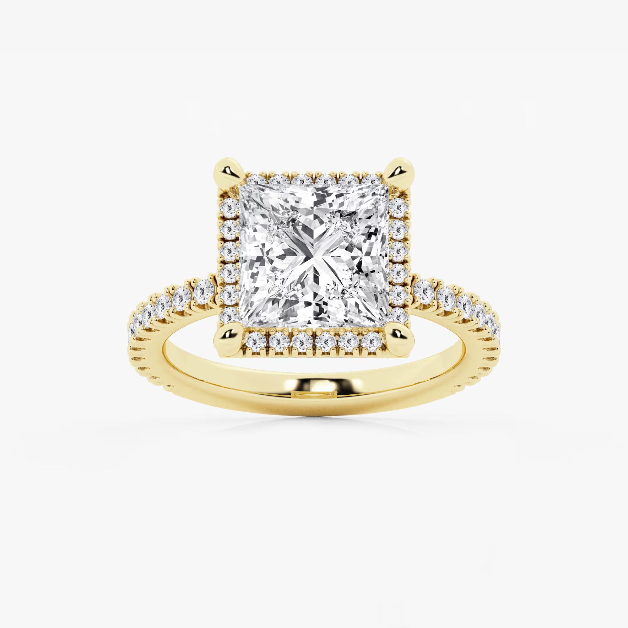Princess Cut Lab Diamond Halo Engagement Ring
