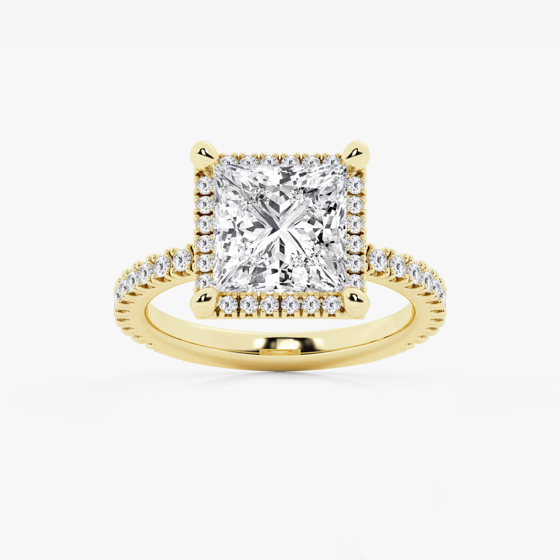 Princess Cut Lab Diamond Halo Engagement Ring