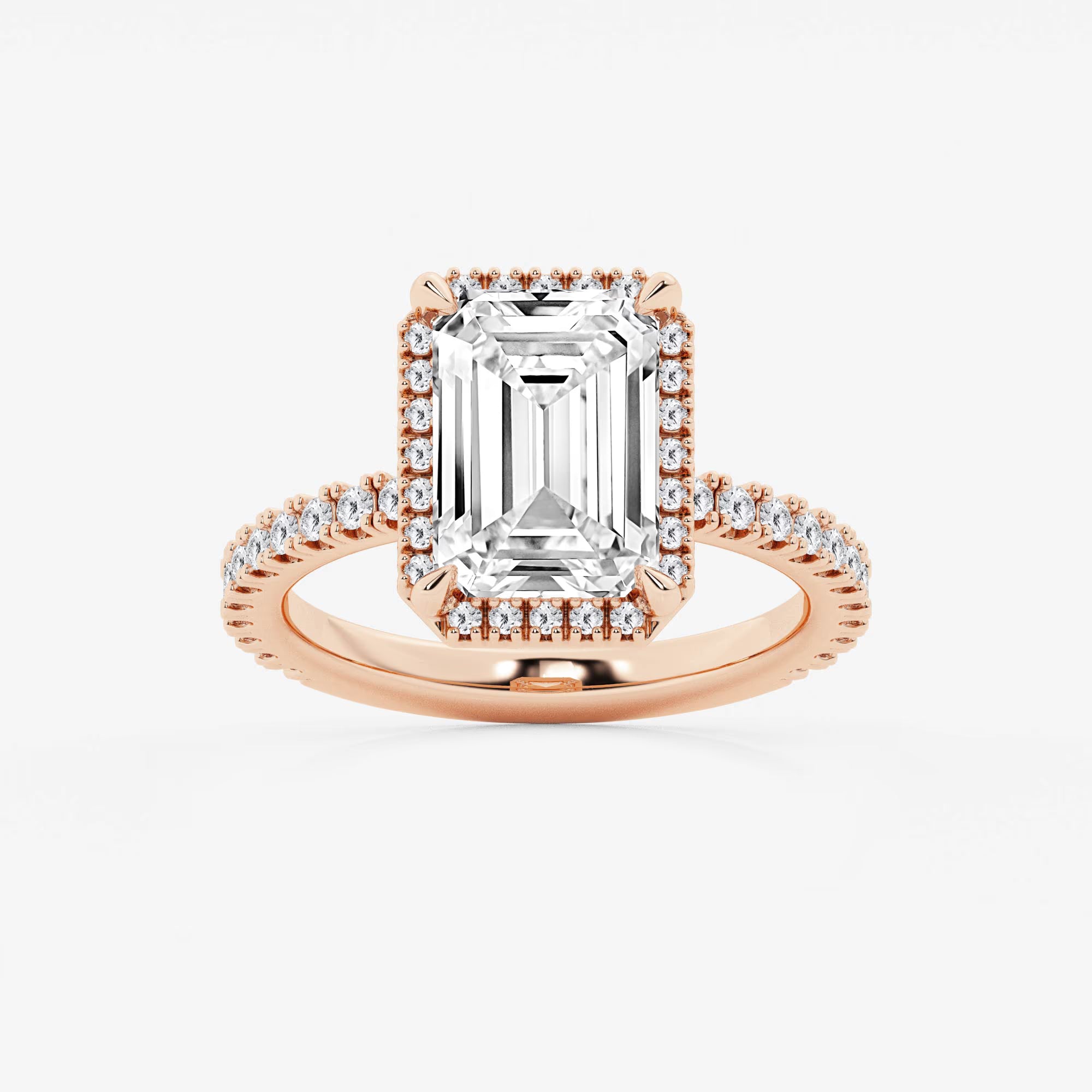 Emerald Cut Lab Diamond Halo Engagement Ring