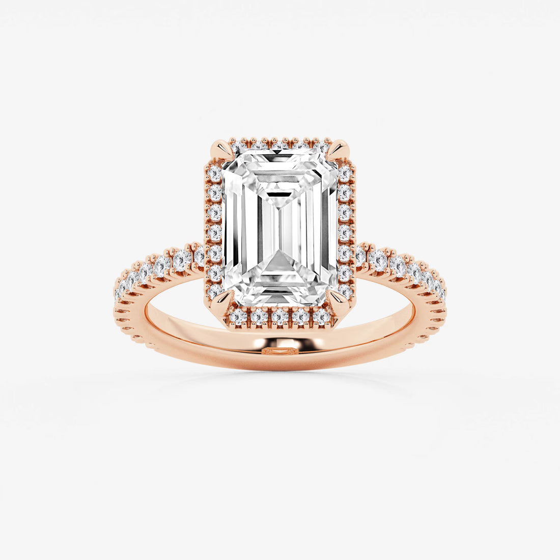 Emerald Cut Lab Diamond Halo Engagement Ring