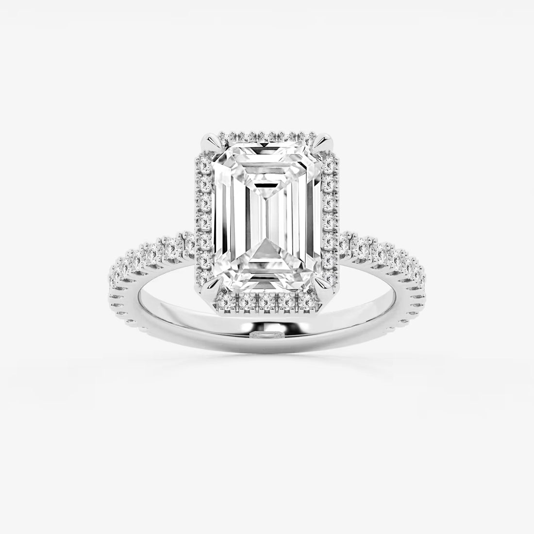 Emerald Cut Lab Diamond Halo Engagement Ring