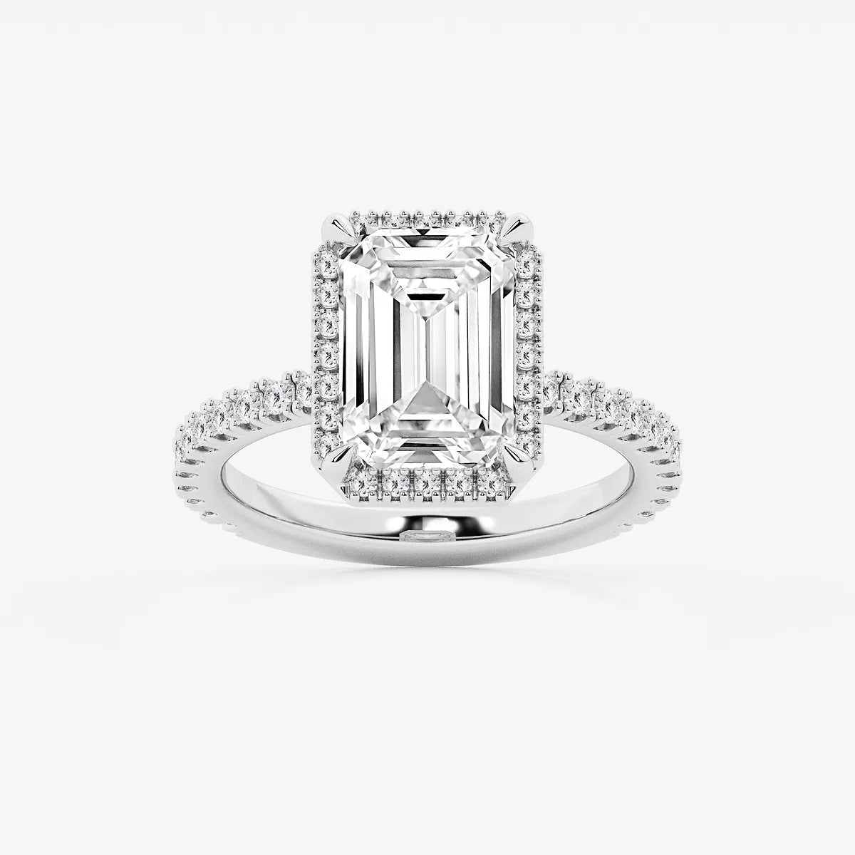 Emerald Cut Lab Diamond Halo Engagement Ring