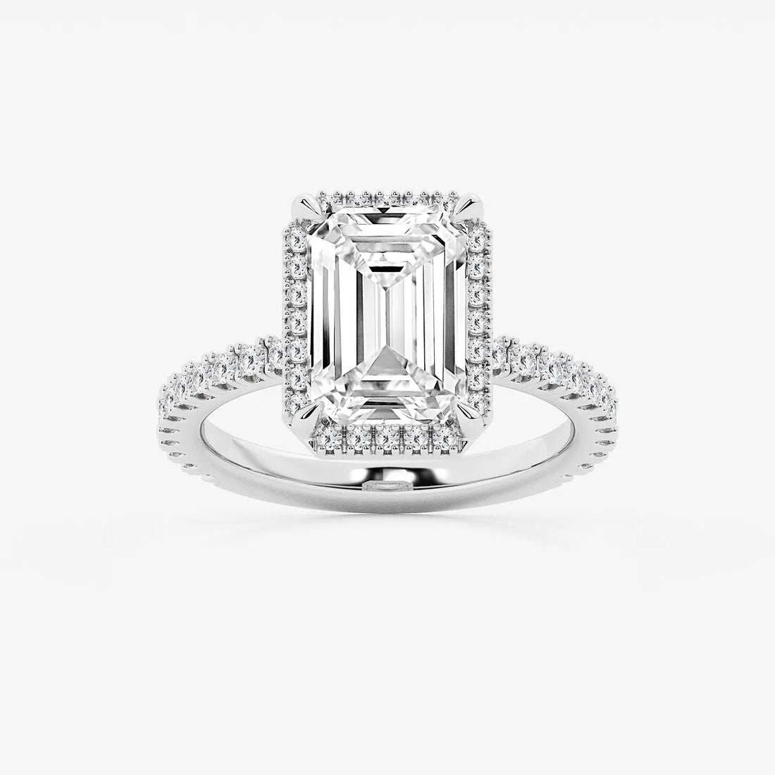 Emerald Cut Lab Diamond Halo Engagement Ring