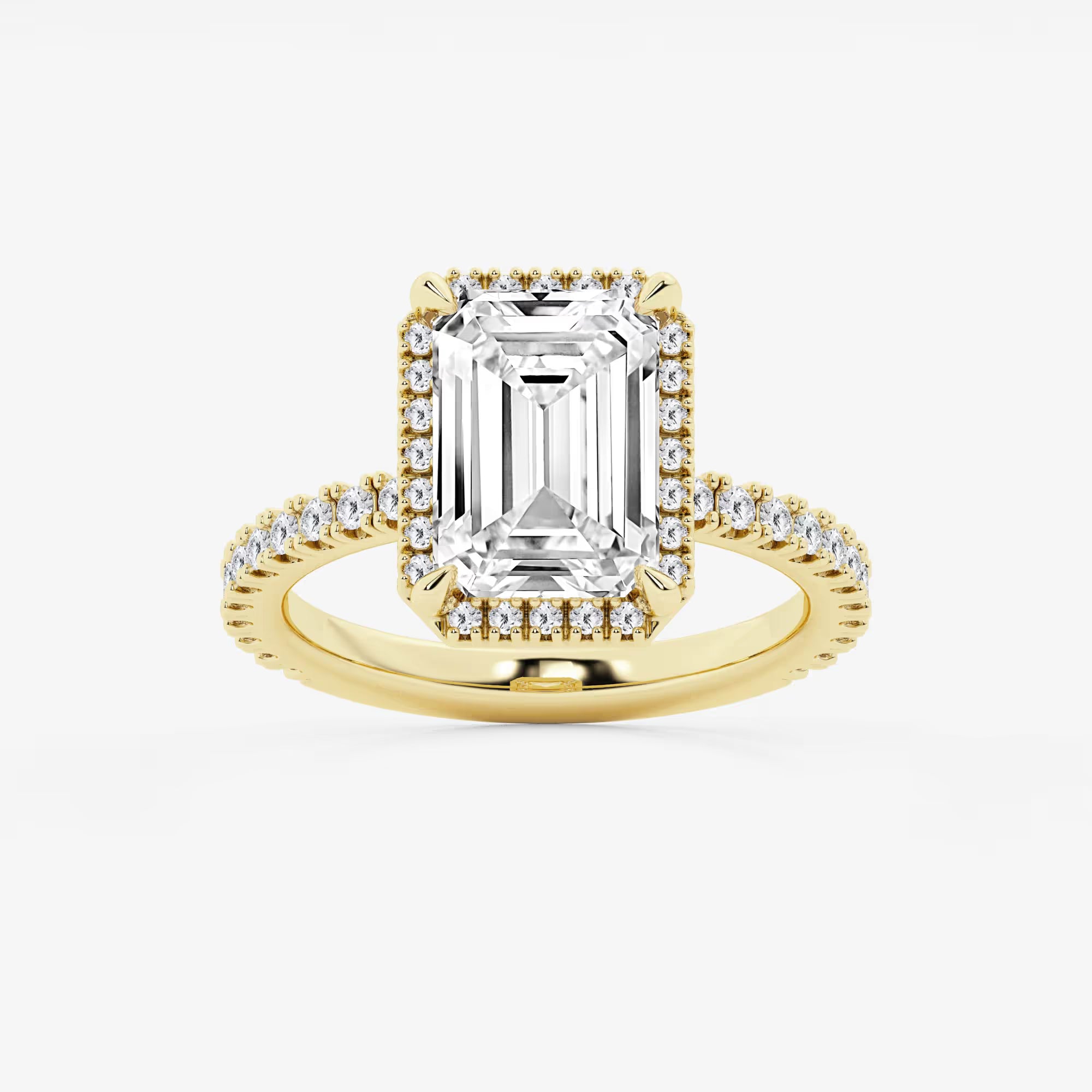 Emerald Cut Lab Diamond Halo Engagement Ring
