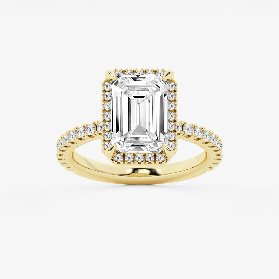 Emerald Cut Lab Diamond Halo Engagement Ring
