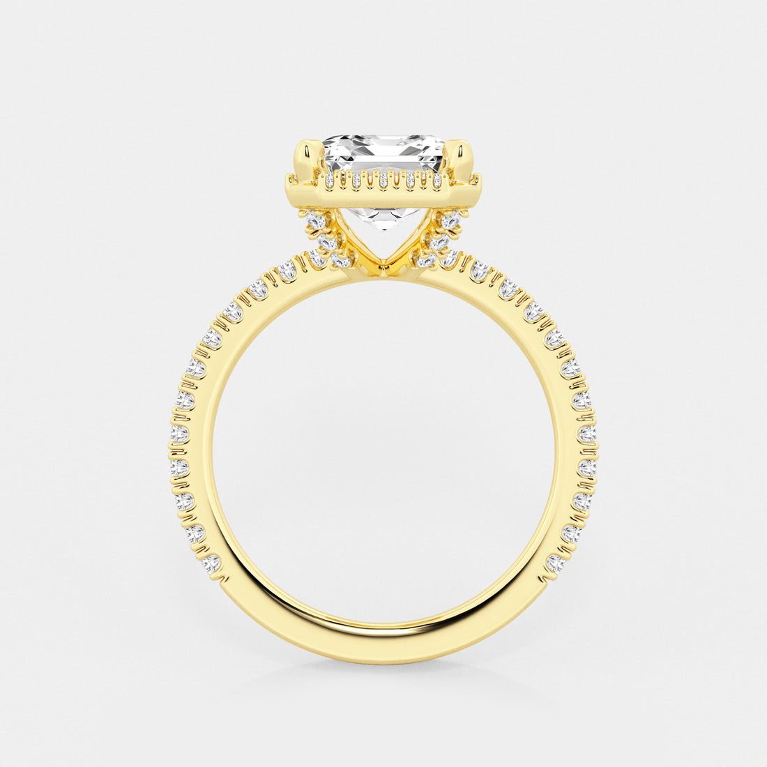 Emerald Cut Lab Diamond Halo Engagement Ring
