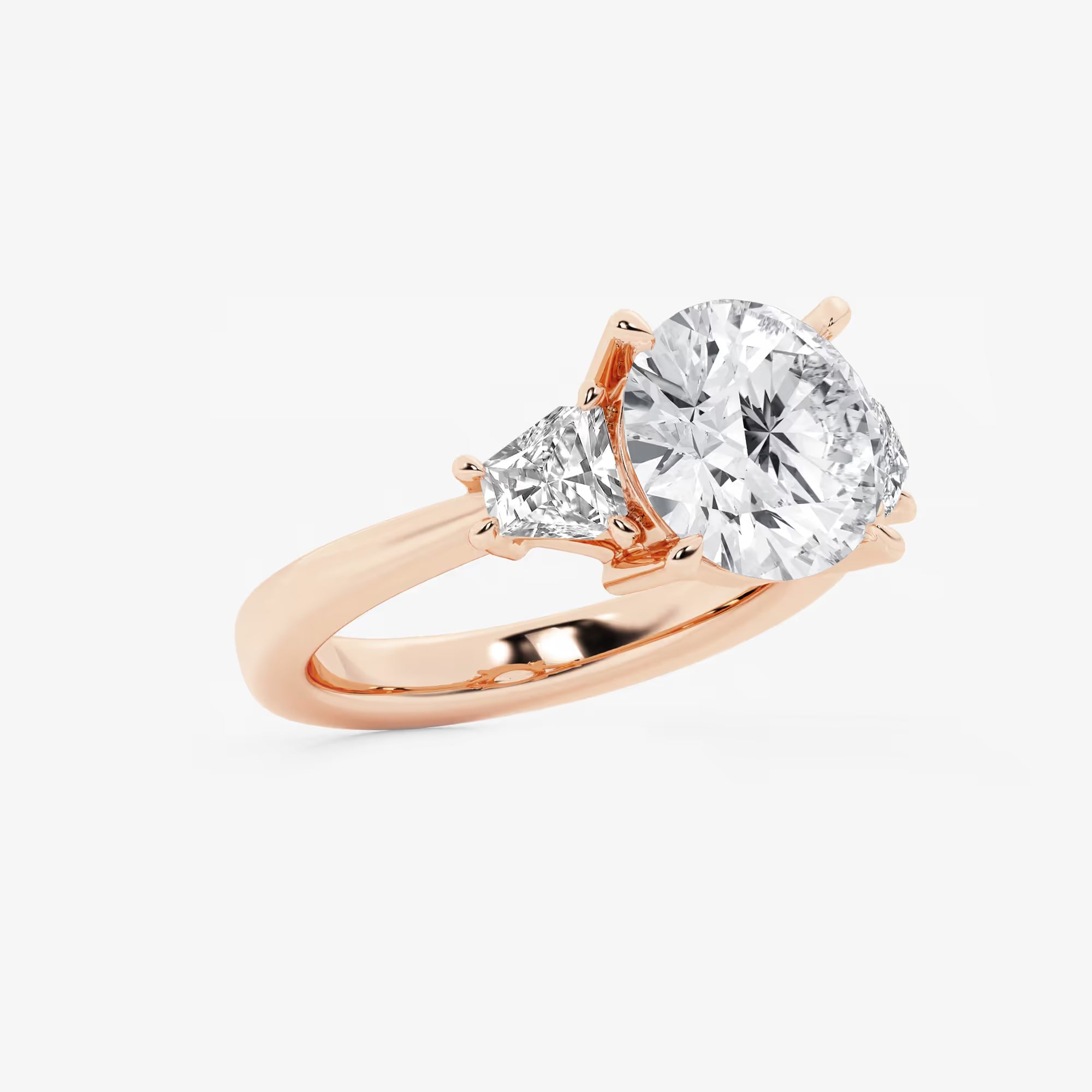 Round Cut Lab Grown Diamond Three-Stone Engagement Ring