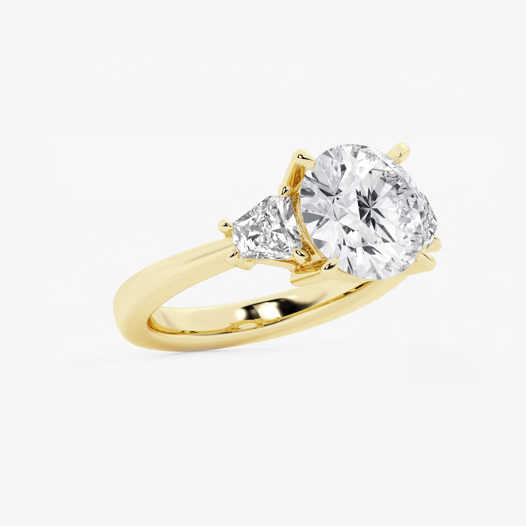 Round Cut Lab Grown Diamond Three-Stone Engagement Ring