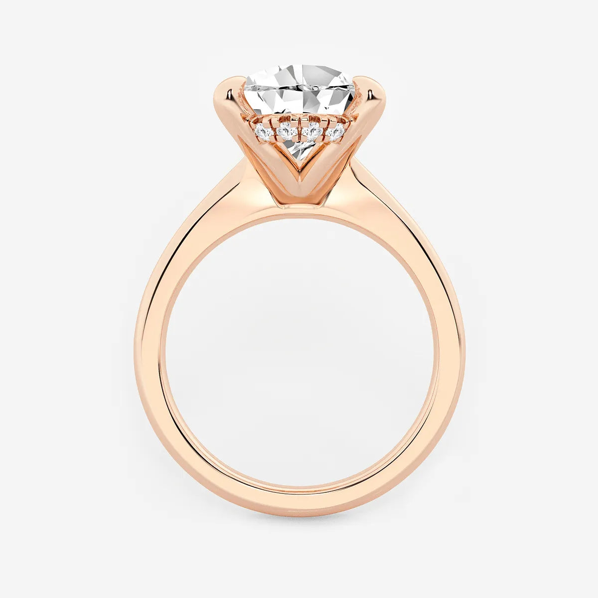 Pear Cut Lab Grown Diamond Engagement Ring, Classic Plain Band Pear Shape Diamond Ring,