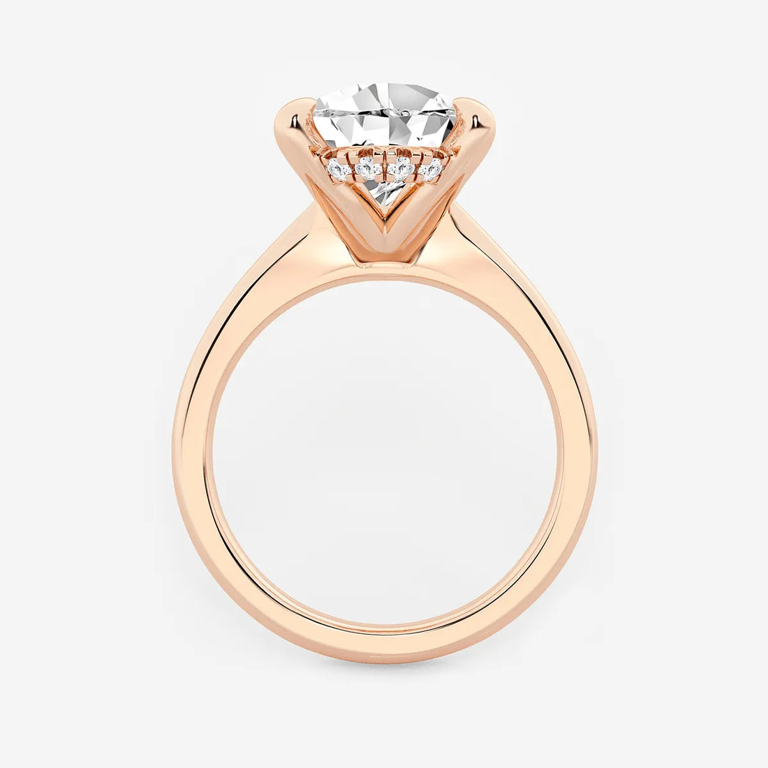 Pear Cut Lab Grown Diamond Engagement Ring, Classic Plain Band Pear Shape Diamond Ring,
