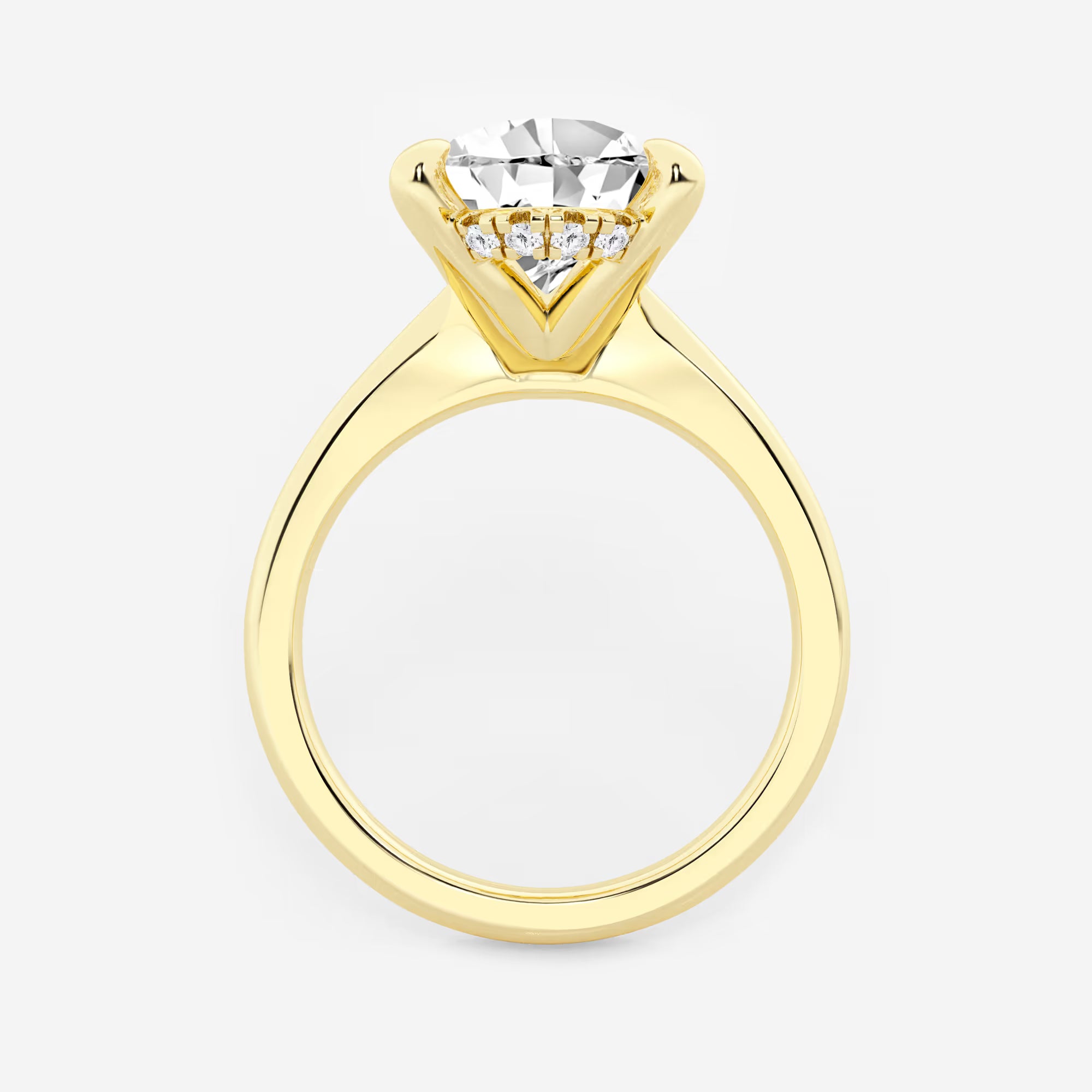 Pear Cut Lab Grown Diamond Engagement Ring, Classic Plain Band Pear Shape Diamond Ring,