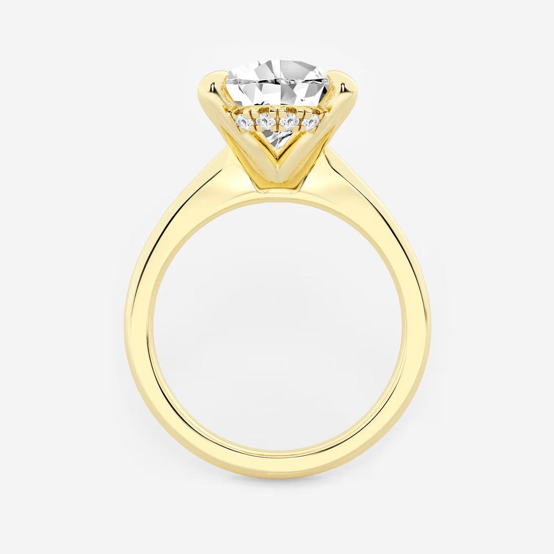 Pear Cut Lab Grown Diamond Engagement Ring, Classic Plain Band Pear Shape Diamond Ring,