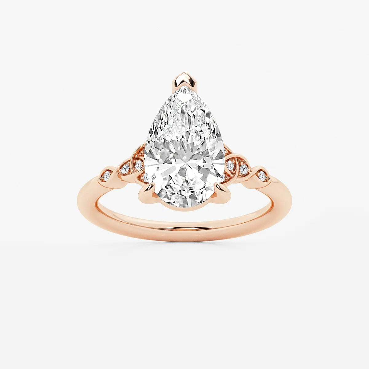 Pear Cut Lab Grown Diamond Engagement Ring  Vintage Inspired Hidden Halo Pear Shape Diamond Ring