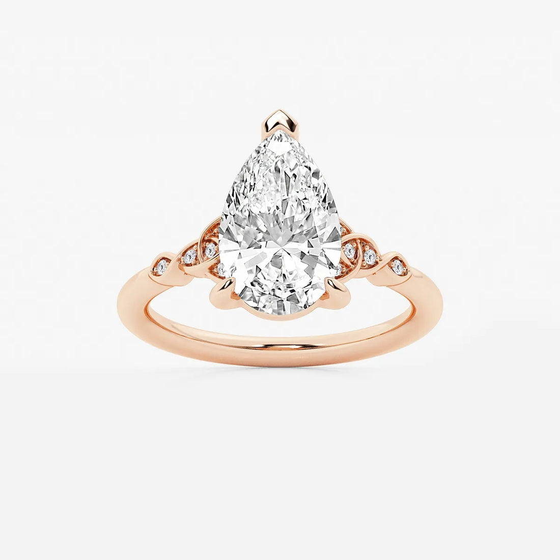 Pear Cut Lab Grown Diamond Engagement Ring  Vintage Inspired Hidden Halo Pear Shape Diamond Ring
