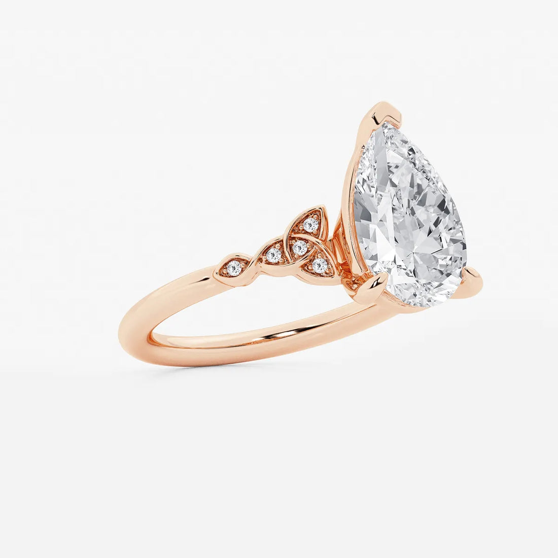 Pear Cut Lab Grown Diamond Engagement Ring  Vintage Inspired Hidden Halo Pear Shape Diamond Ring