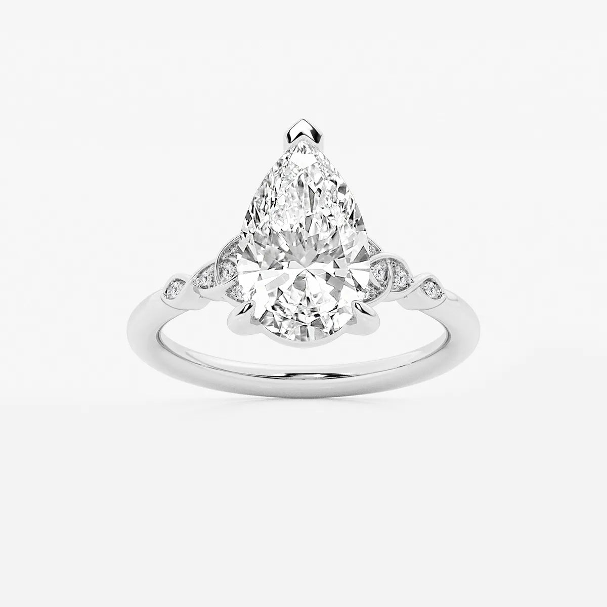 Pear Cut Lab Grown Diamond Engagement Ring  Vintage Inspired Hidden Halo Pear Shape Diamond Ring