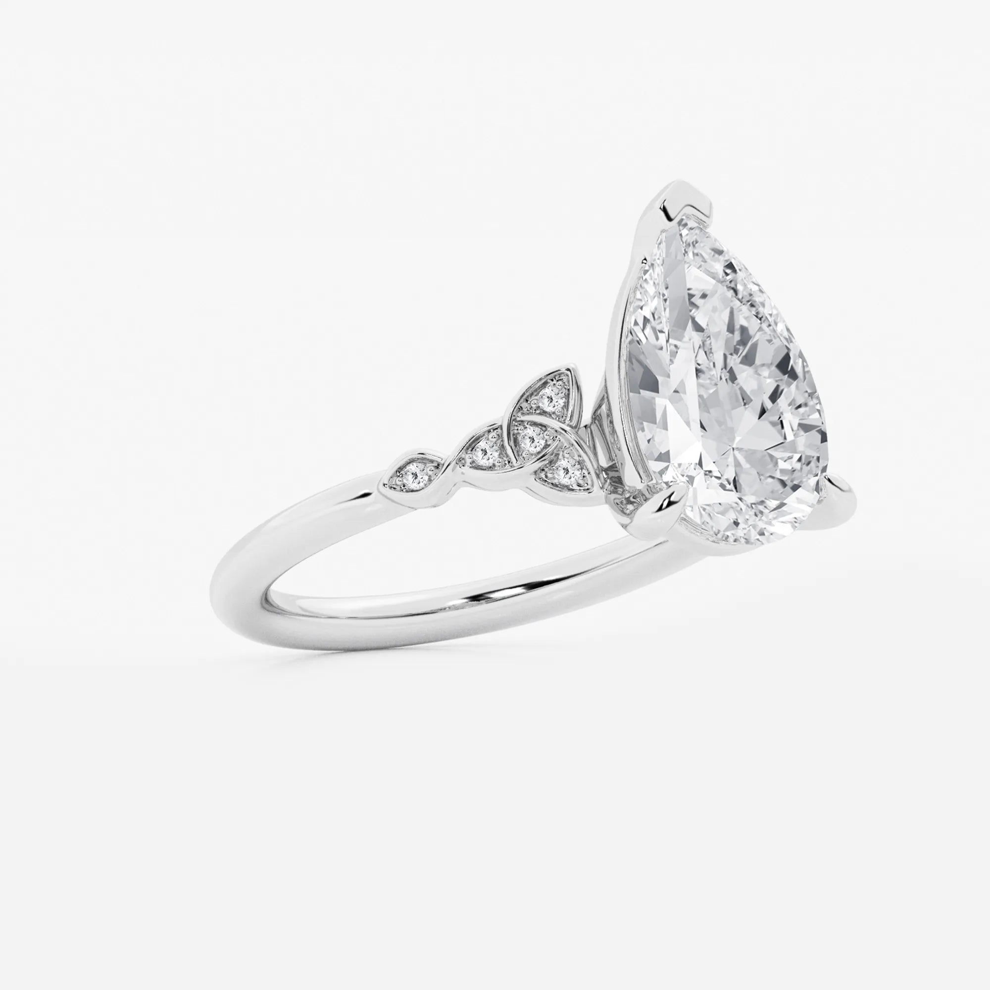 Pear Cut Lab Grown Diamond Engagement Ring  Vintage Inspired Hidden Halo Pear Shape Diamond Ring