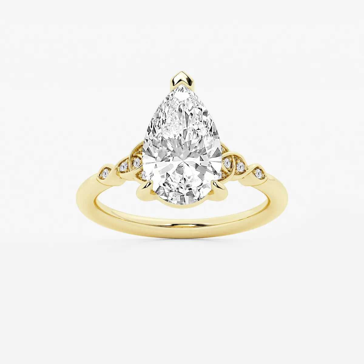 Pear Cut Lab Grown Diamond Engagement Ring  Vintage Inspired Hidden Halo Pear Shape Diamond Ring