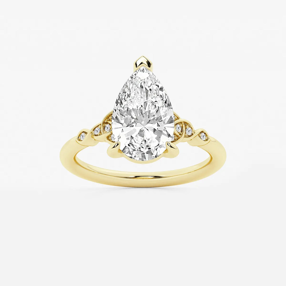 Pear Cut Lab Grown Diamond Engagement Ring  Vintage Inspired Hidden Halo Pear Shape Diamond Ring