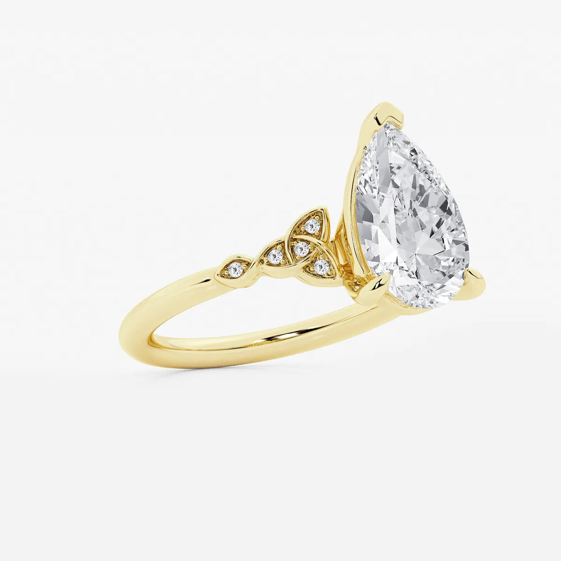 Pear Cut Lab Grown Diamond Engagement Ring  Vintage Inspired Hidden Halo Pear Shape Diamond Ring