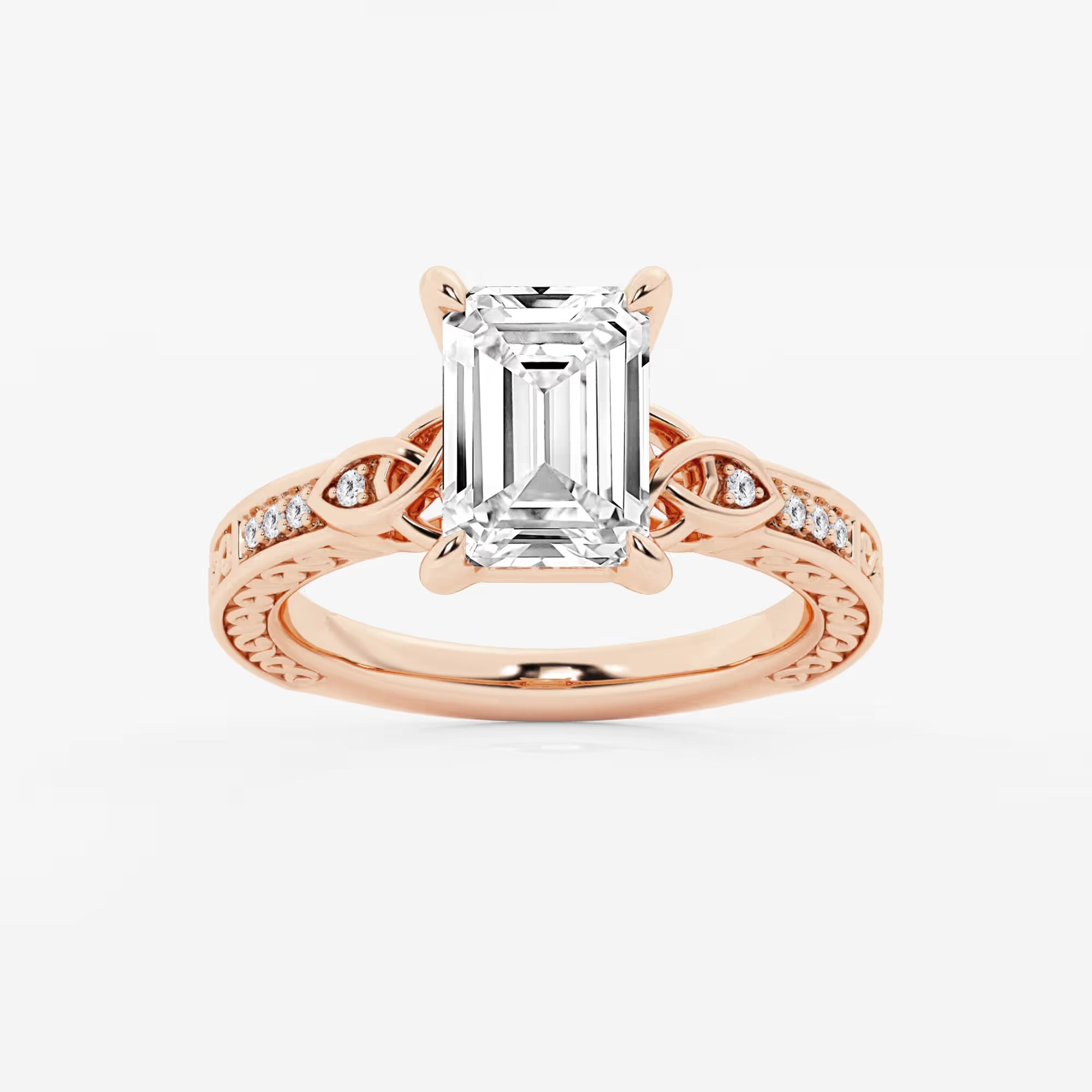 Emerald Cut Lab Diamond Vintage Engagement Ring