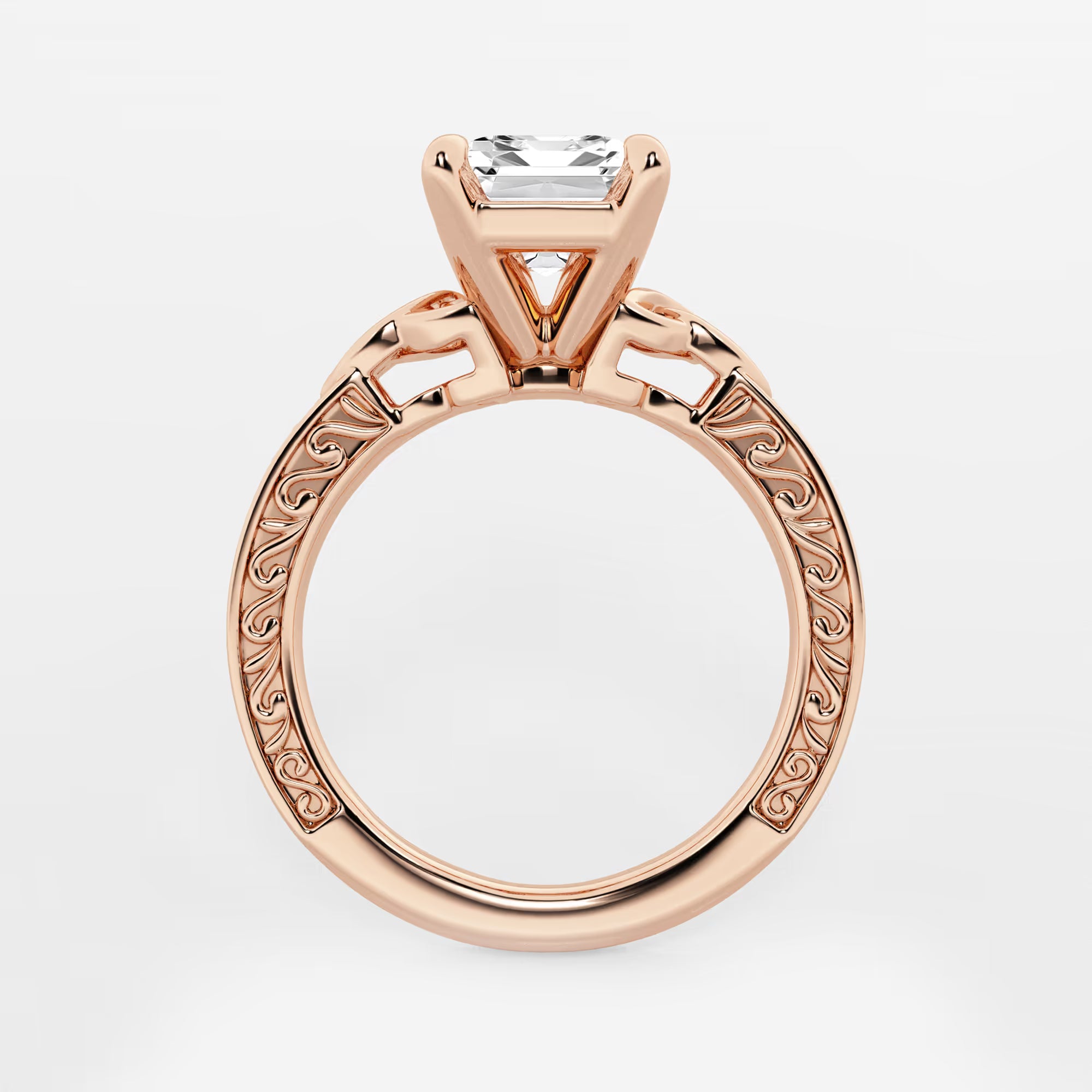 Emerald Cut Lab Diamond Vintage Engagement Ring