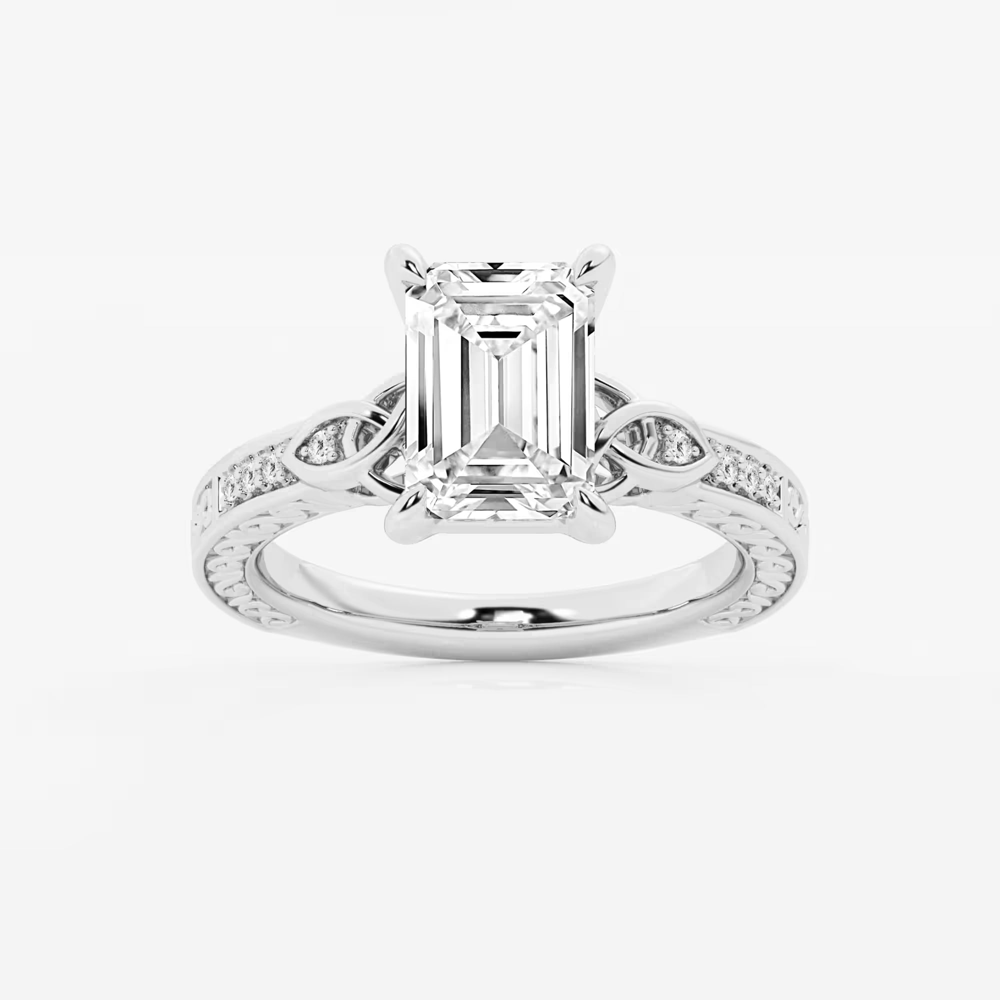 Emerald Cut Lab Diamond Vintage Engagement Ring