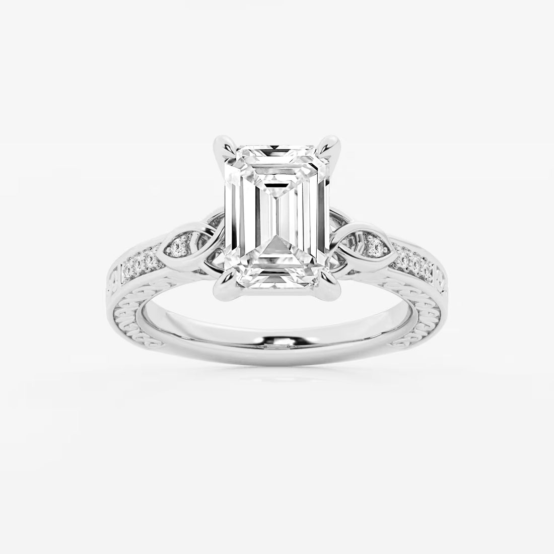 Emerald Cut Lab Diamond Vintage Engagement Ring
