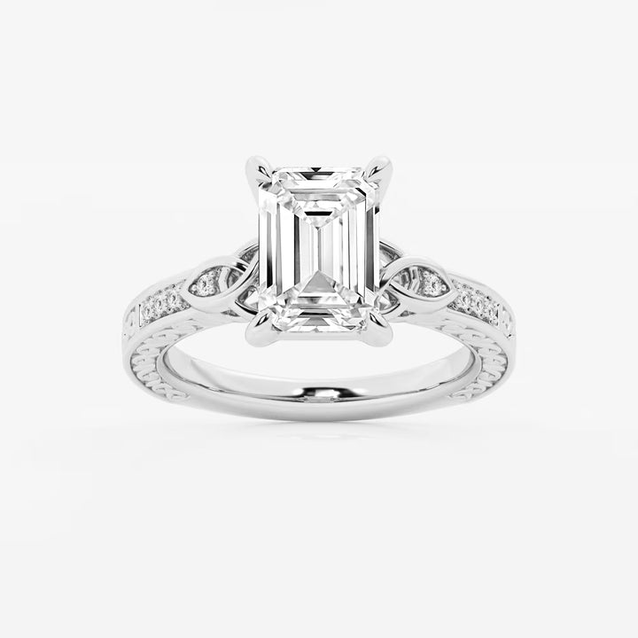 Emerald Cut Lab Diamond Vintage Engagement Ring