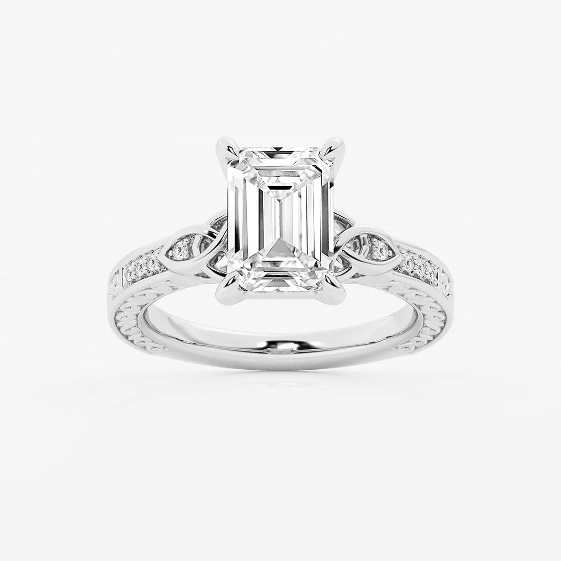 Emerald Cut Lab Diamond Vintage Engagement Ring