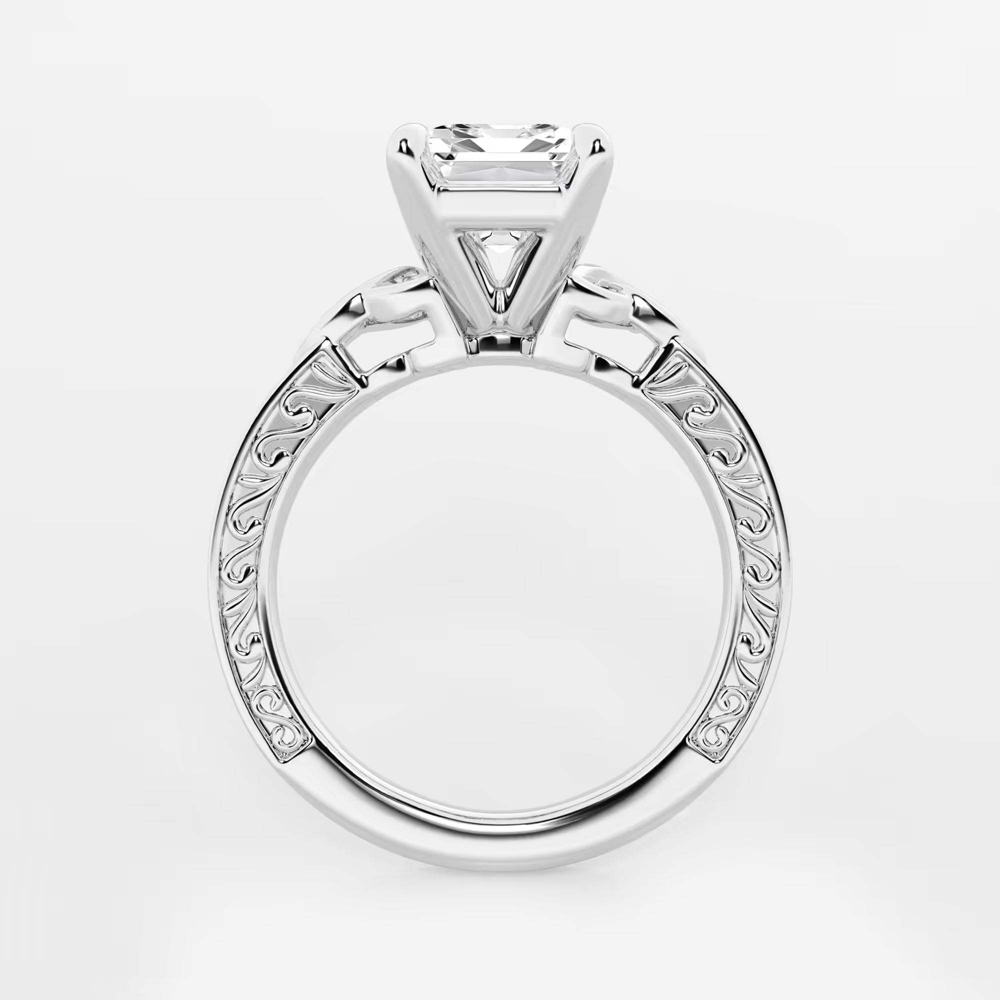 Emerald Cut Lab Diamond Vintage Engagement Ring