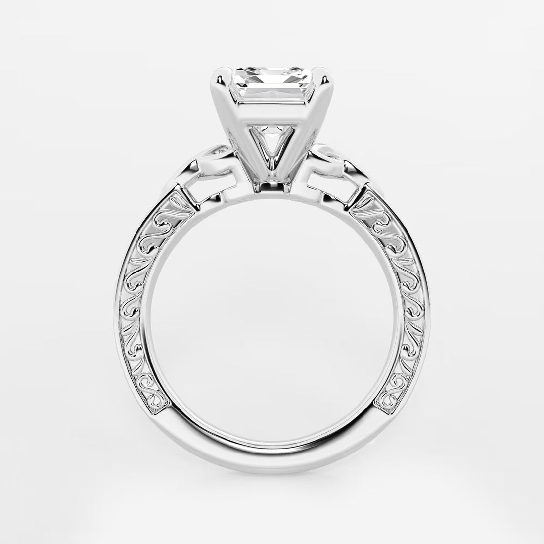 Emerald Cut Lab Diamond Vintage Engagement Ring