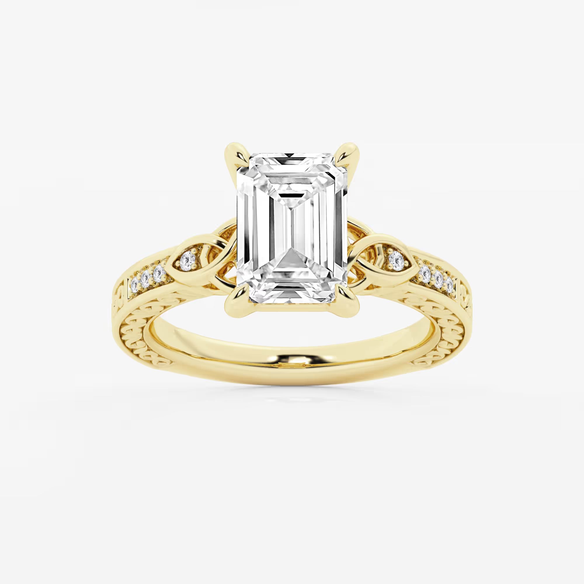 Emerald Cut Lab Diamond Vintage Engagement Ring