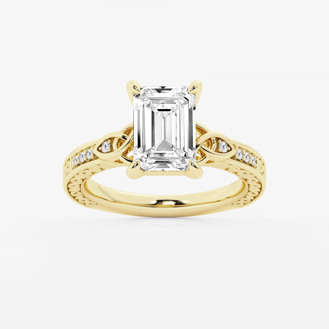 Emerald Cut Lab Diamond Vintage Engagement Ring